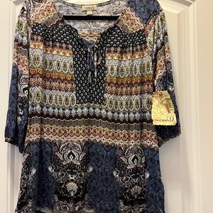ONE WORLD Women's Colorful Patterned Blouse